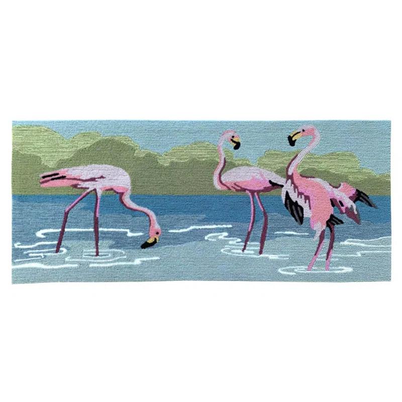 Liora Manne Frontporch Flamingos Indoor/Outdoor Mat Aqua