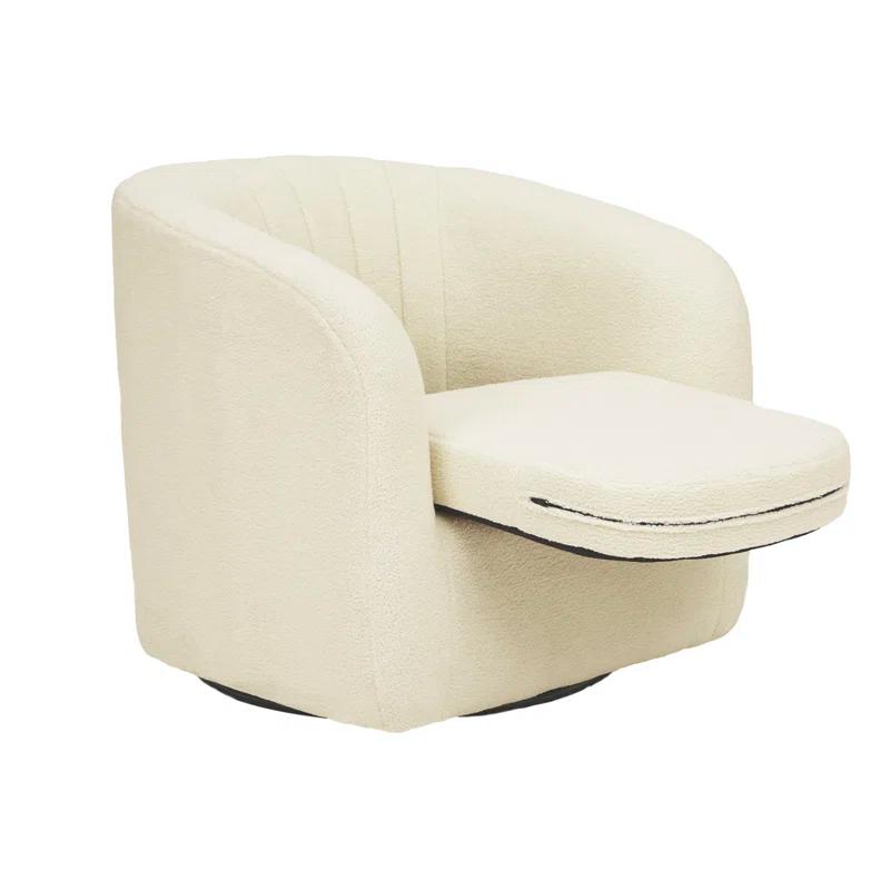 Latitude Run® Swivel Mid-Century Modern Accent Tub Chair with Faux Shearing Upholstery and Hidden Base