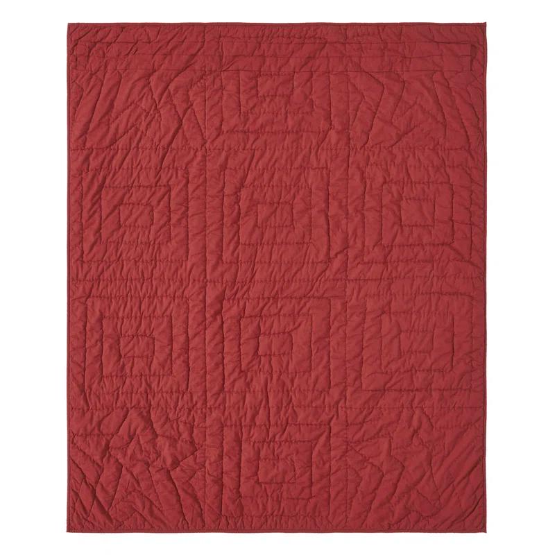 Connell Burgundy Cotton Patchwork Quilted Throw Blanket