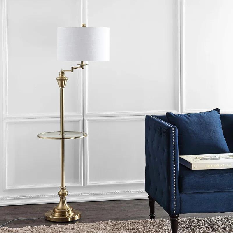 Rephen 60'' Black LED Swing Arm Floor Lamp with USB