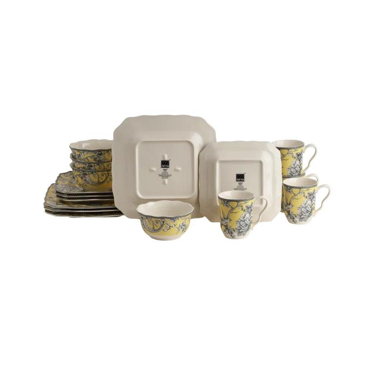 222 Fifth 222 Fifth Adelaide 16-Piece Porcelain Floral Dinnerware Set - Service For 4