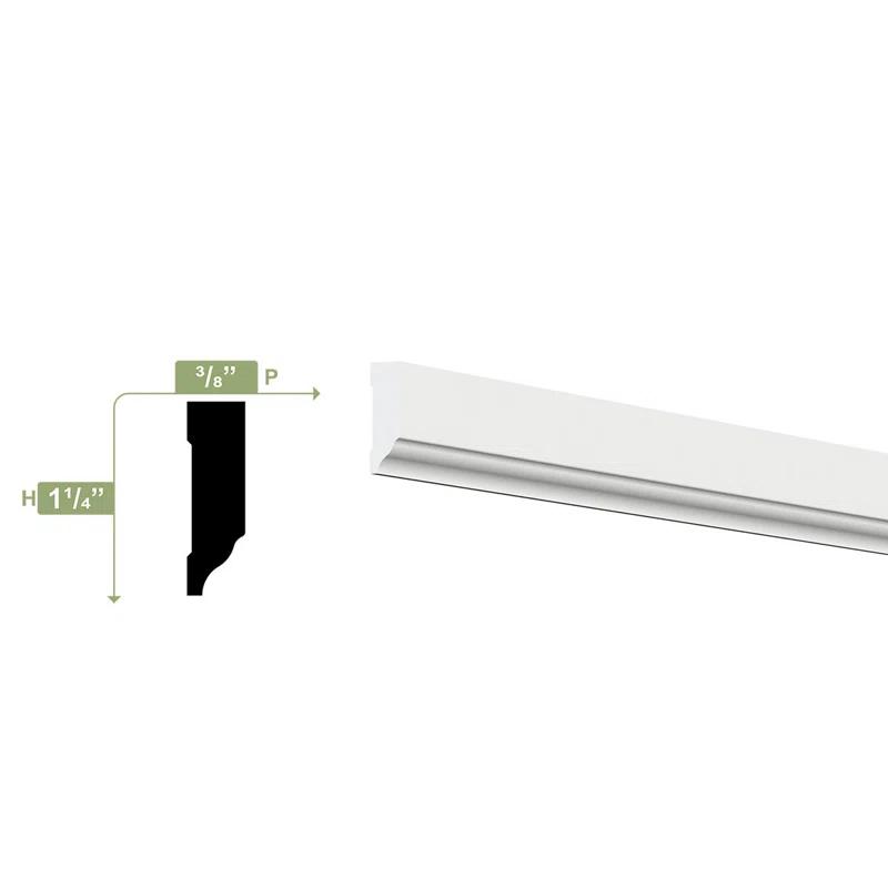 1.25'' H x 96'' W x 0.375'' D PVC Moulding