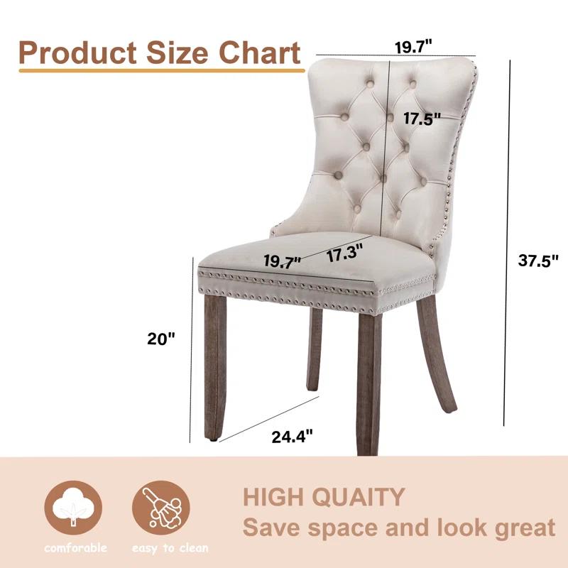 Rosdorf Park High-end Tufted Velvet Upholstered Nailhead Dining Chair