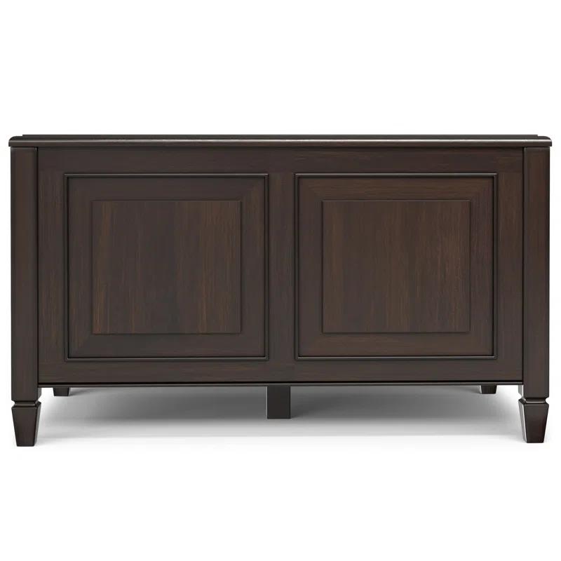 Simpli Home Connaught 36"W Solid Wood Small Storage Bench Trunk with Lift-Top Lid and Dual Storage Compartments