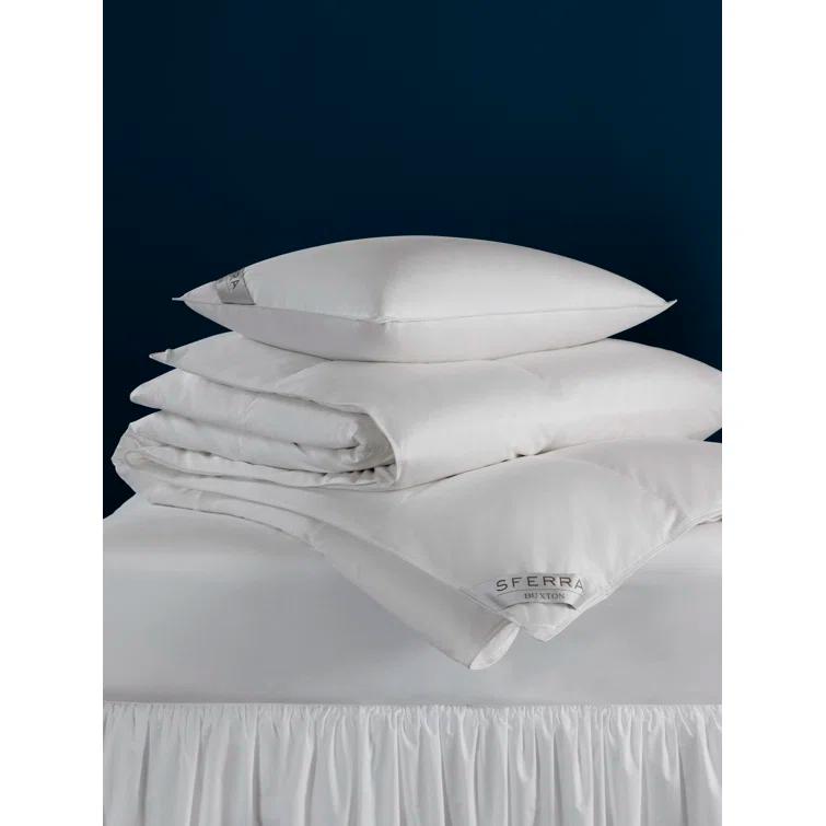 European White Goose Down Pillow with Cotton Ticking