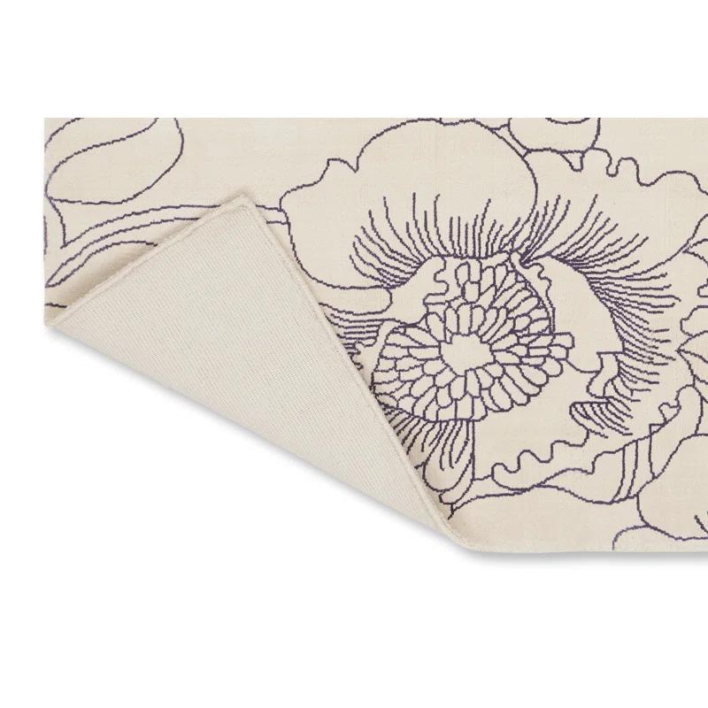 Ted Baker Floral Handmade Tufted Wool Area Rug in Light Gray/Ivory