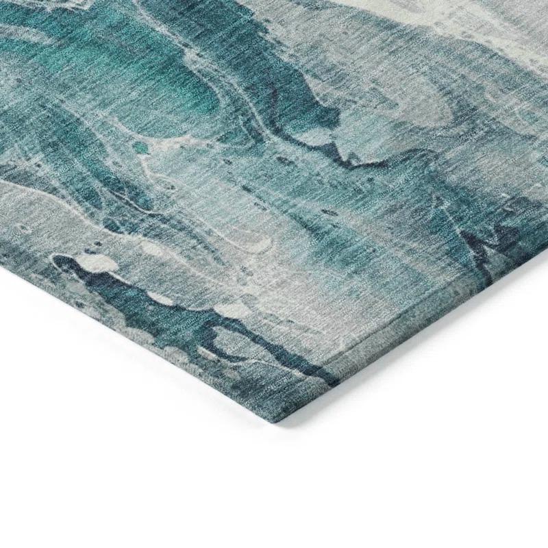 Machine Washable Indoor/Outdoor Chantille ACN1687 Teal Rug