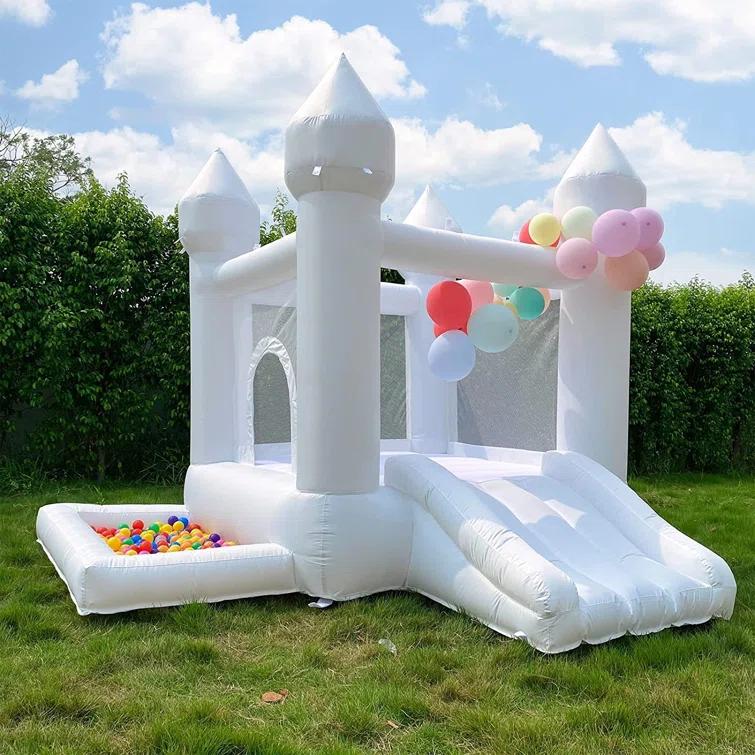 Connsann 9' x 9' Oxford White Bounce House with Slide and Air Blower