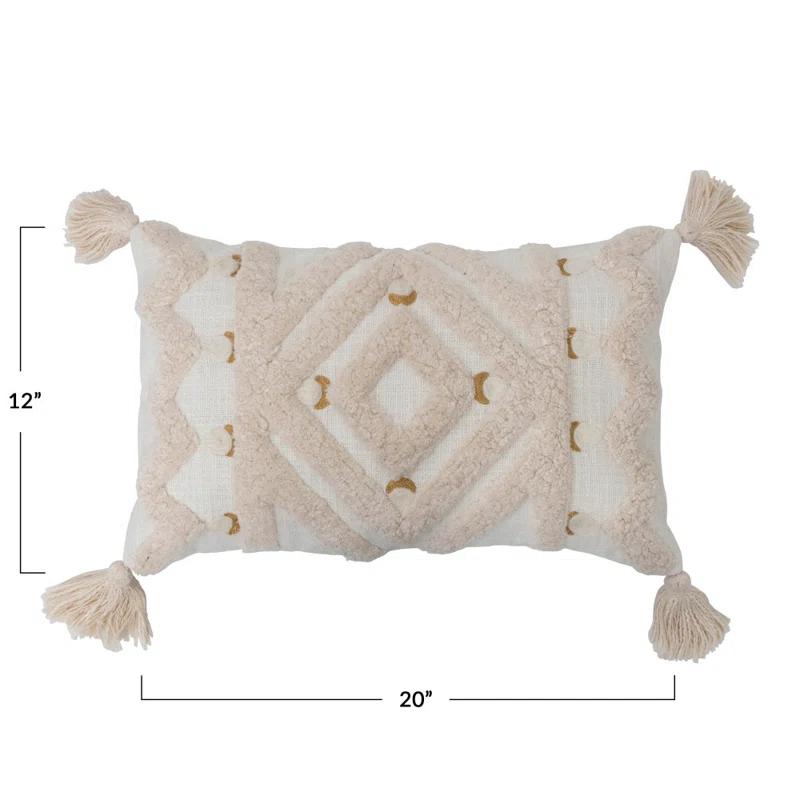 Creative Co-Op Embroidered Cotton Reversible Throw Pillow