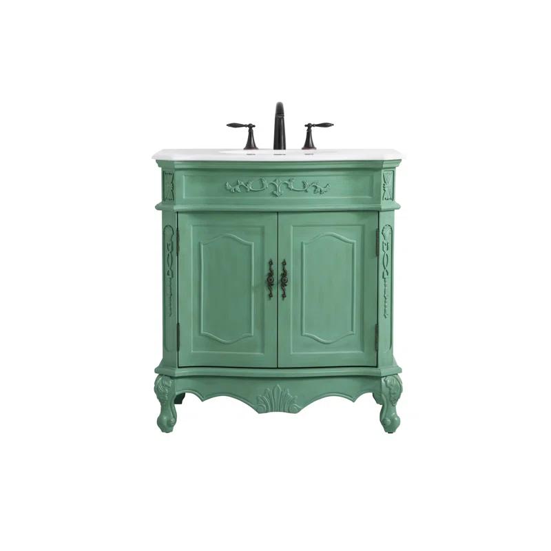 Elegant Kitchen and Bath Elegant Kitchen and Bath 32 Inch Single Bathroom Vanity with Ivory White Engineered Marble