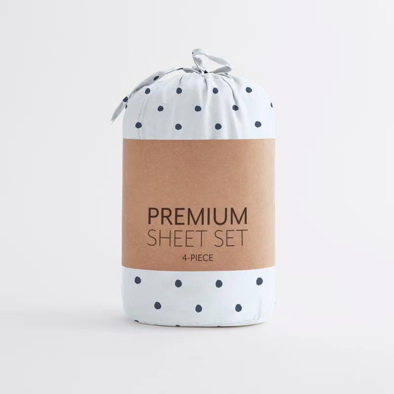 IEnjoy Home Polka Dots Navy & White Pattern Sheet Set