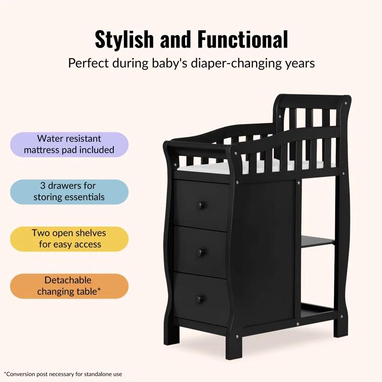 Dream On Me Jayden 4-in-1 Mini Convertible Crib and Changer