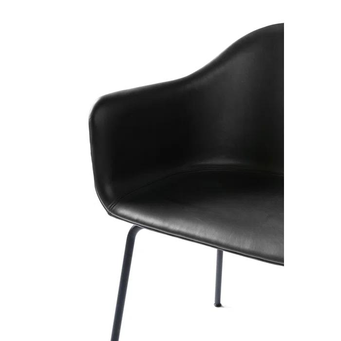 Elegant Harbour High-Back Upholstered Arm Chair in Black Steel and Fiord Wool