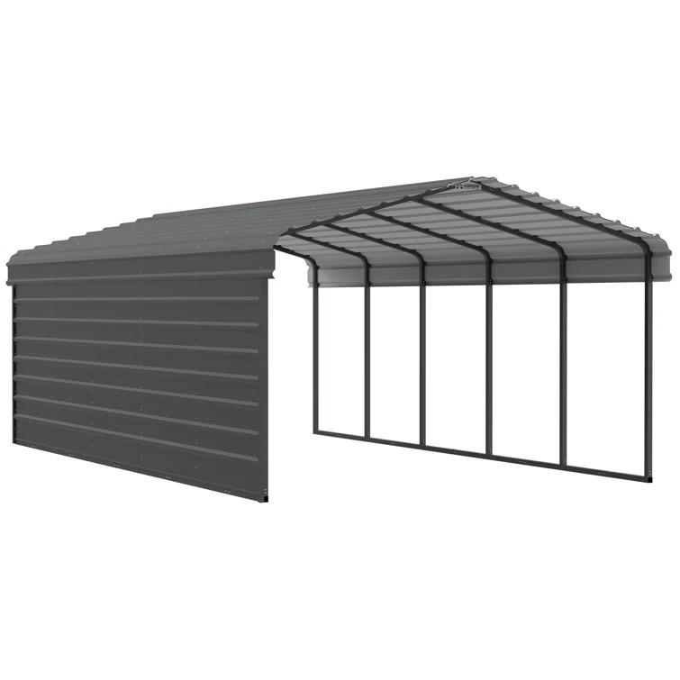 Arrow Arrow Steel Carport with 1 Side Wall Kit, 12X24X07