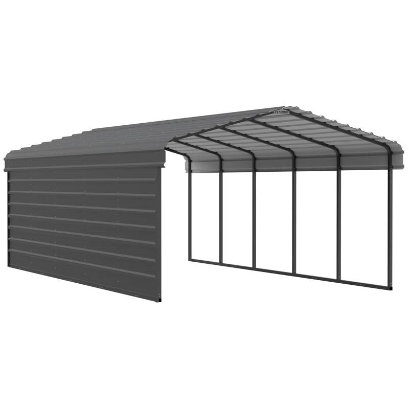 Arrow Arrow Steel Carport with 1 Side Wall Kit, 12X24X07