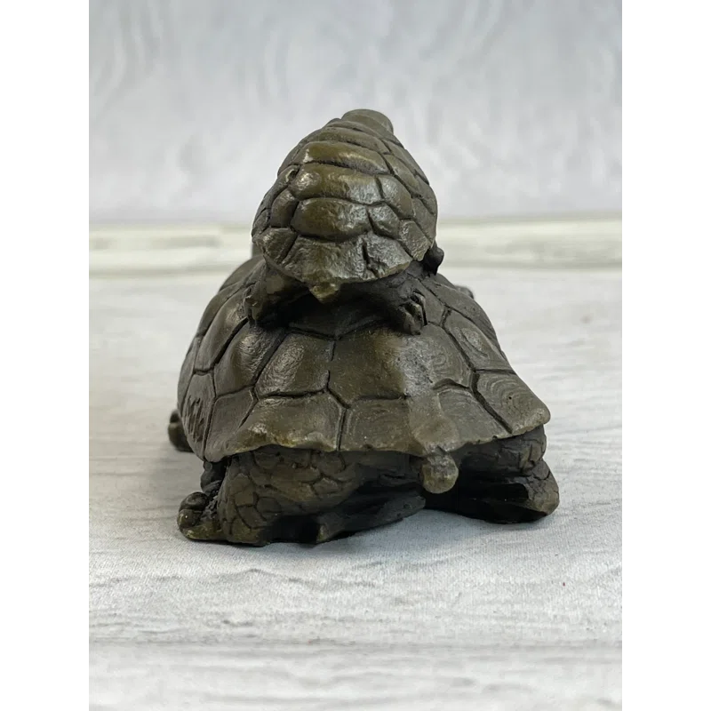 Bayou Breeze Purifoy Original Mother Turtle With Baby Hatchling Bronze Sculpture Reptile Sea Statue