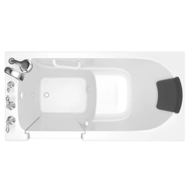 American Standard 59.5'' x 29.75'' Walk-in Soaking Fiberglass Bathtub with Faucet 3060.109.SLW