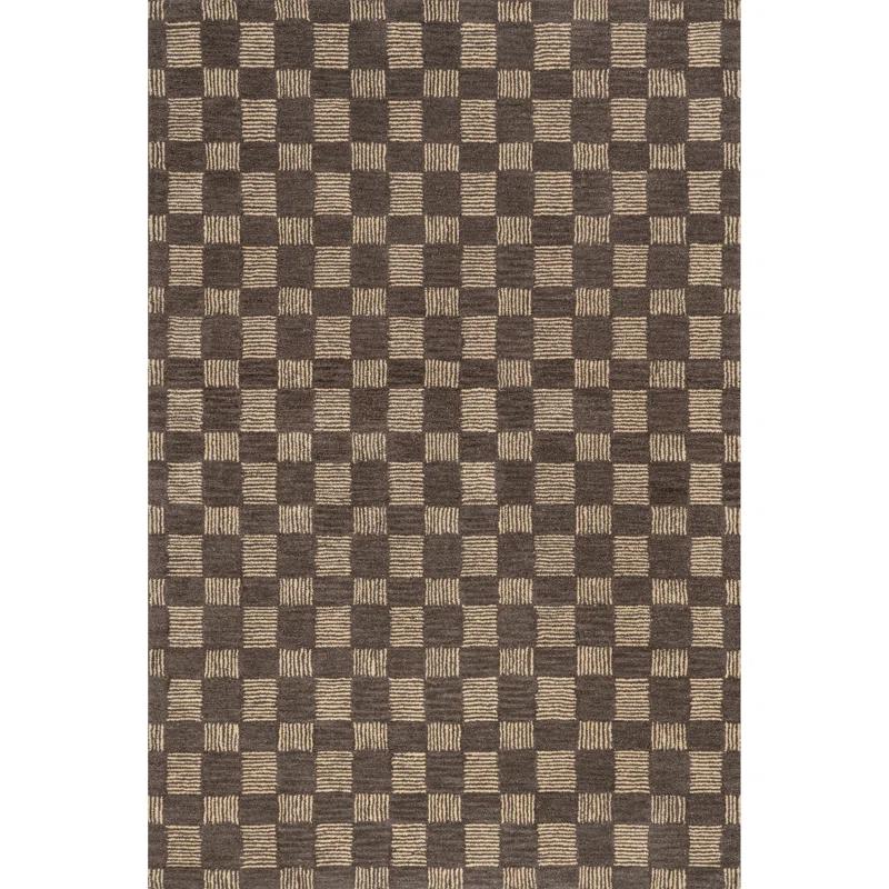 Ebern Designs Quince Checkered Wool Area Rug