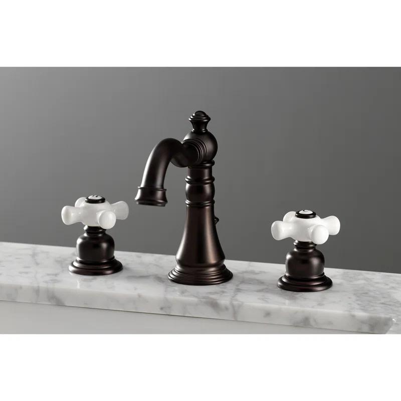 Kingston Brass FSC1975PX Kingston Brass American Classic Two-Handle 3-Hole Deck Mount Widespread Bathroom Faucet with Pop-Up Drain