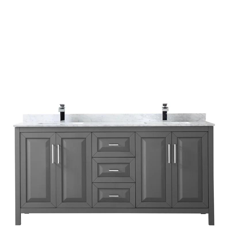 Wyndham Collection Daria 72'' Double Bathroom Vanity with Carrara Marble Top