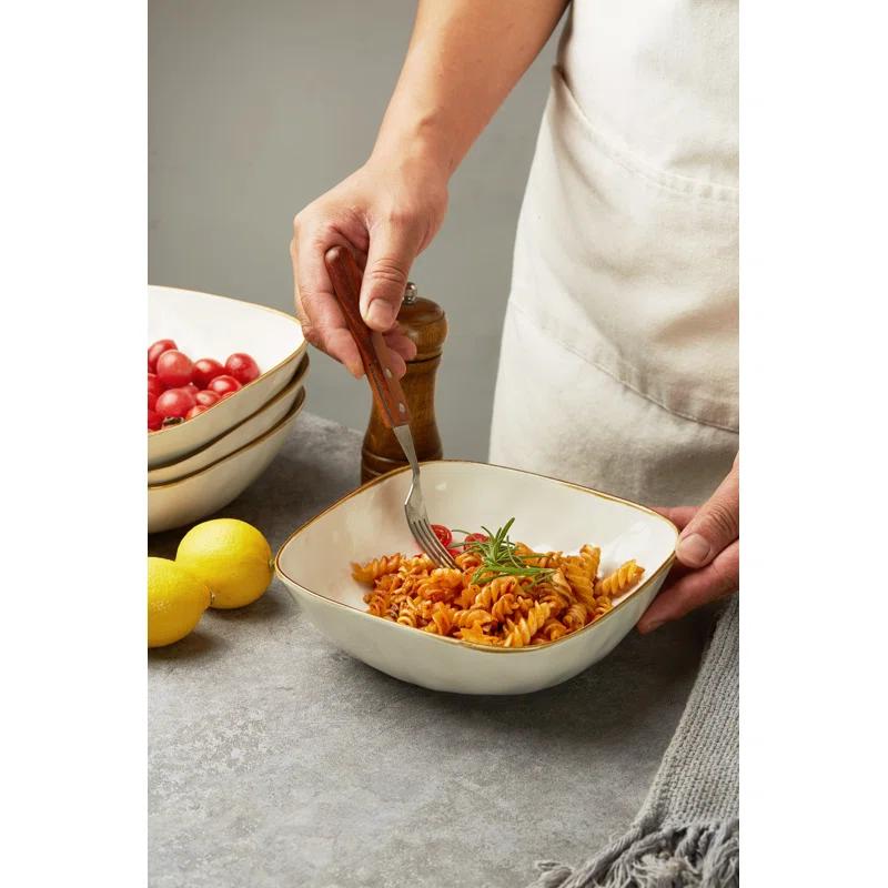Famiware 8'' Stoneware Large Square Pasta Bowl (Set of 4)