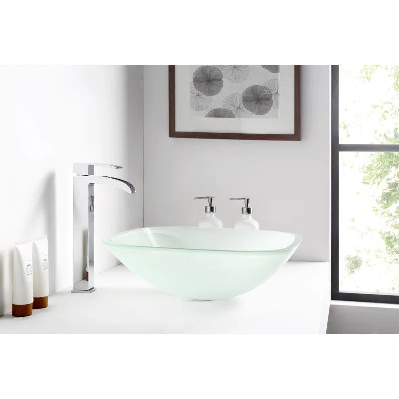 ANZZI LS-AZ8125 ANZZI Victor 16.5'' Matte Clear Tempered Glass Square Bathroom Sink