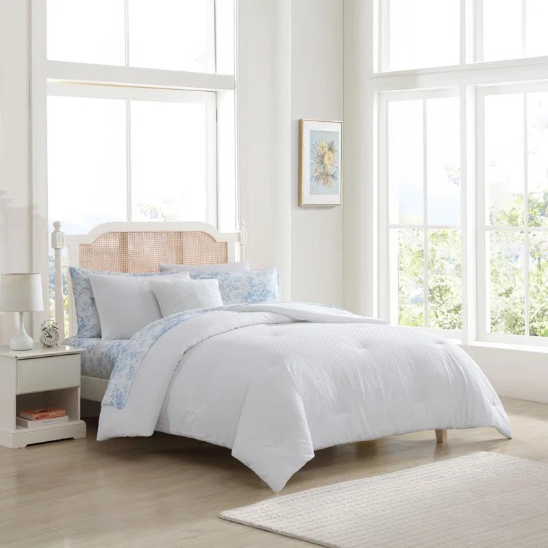 Laura Ashley Laura Ashley Margaret White Easy Care Reversible Dorm Bonus Bed Set