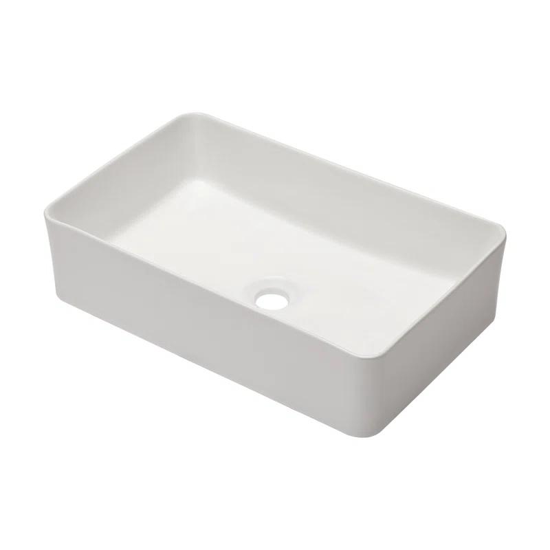 Kichae KE-KGMPF2114 21"x13" White Ceramic Rectangular Vessel Bathroom Sink