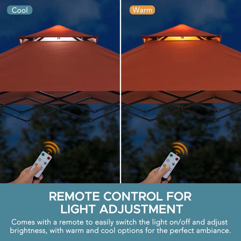Sunjoy SUNJOY 8' x 5'  Pop up Grill Gazebo Double Tiered Outdoor Gazebo Standing-Height Canopy with Magnetic LED Light, Adjustable Ceiling Height, for BBQ,Picnics, Outdoor Events