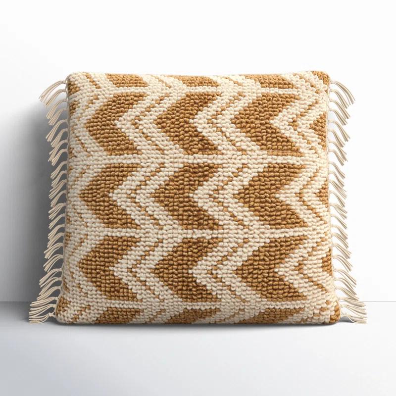 Oakleaf Chevron Polyester,Wool,Cotton Blend Throw Pillow