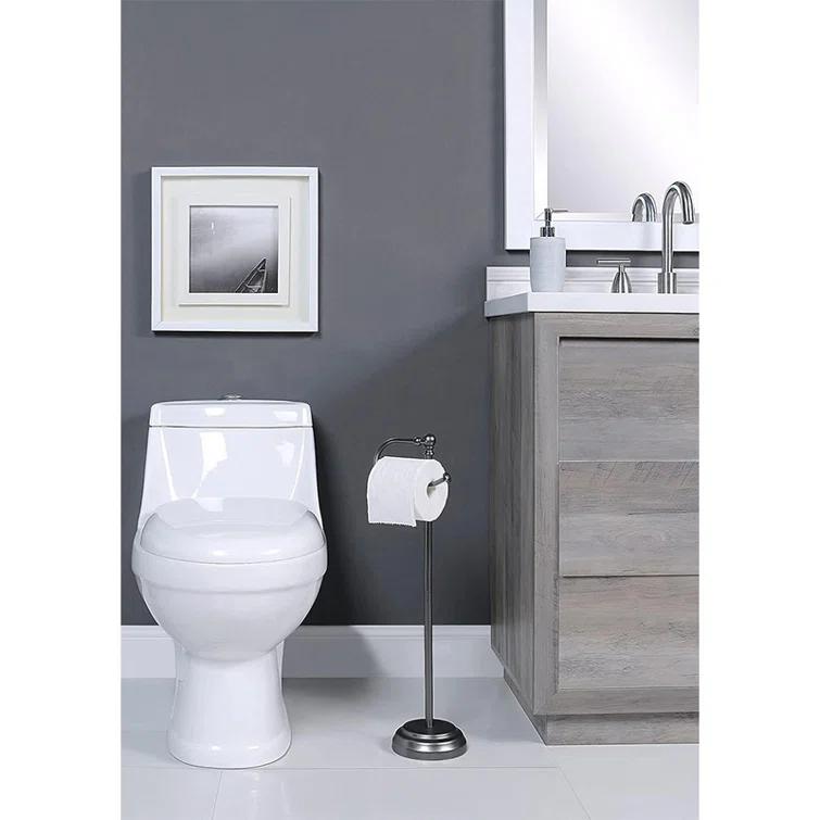 SunnyPoint Bathroom Free Standing Toilet Paper Roll Holder Stand WF-HLS-KD-02BN