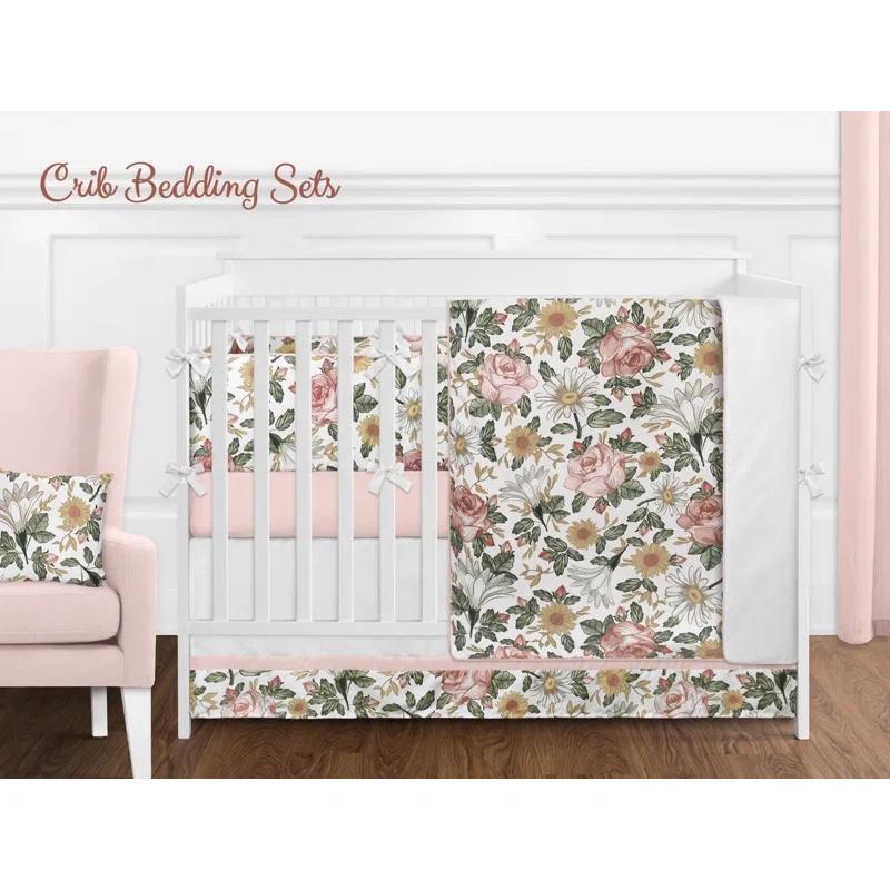 Sweet Jojo Designs Vintage Floral Semi-Sheer Rod Pocket Curtain Panels (Set of 2)