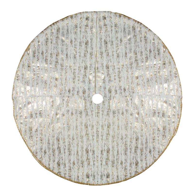 Northlight Seasonal 48" Ivory and Gold Wood Grain Pattern Christmas Tree Skirt
