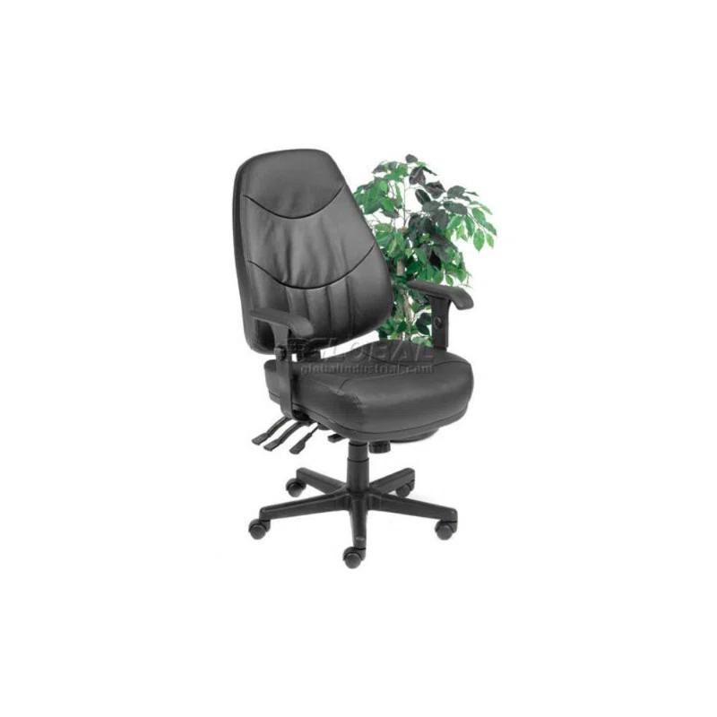 Interion Office Chair With High Back & Adjustable Arms, Leather, Black
