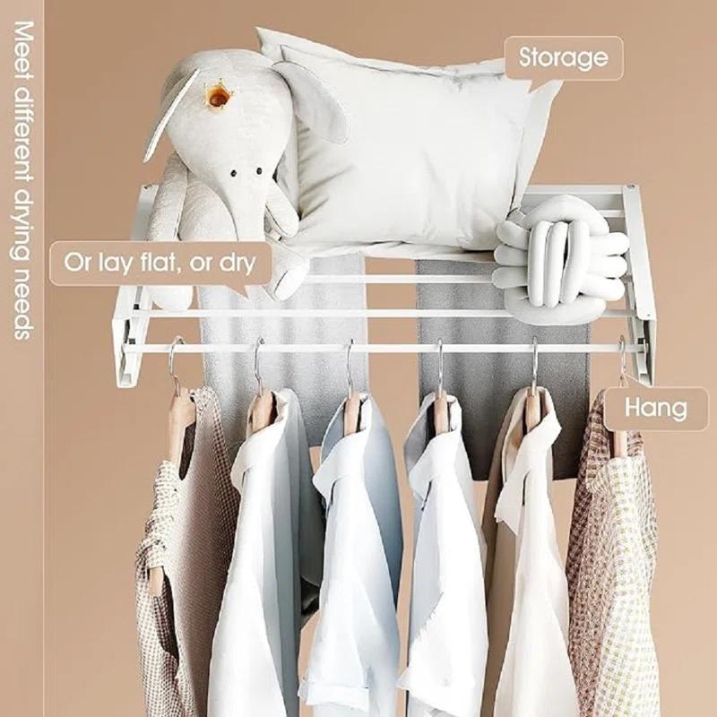 Rebrilliant Wall Mounted Drying Rack,Drying Rack Clothing,Clothes Drying Rack Wall Mounted,Collapsible Drying Racks For Laundry,Laundry Drying Rack,Wall Mounted Clothes Rack(28"-White)