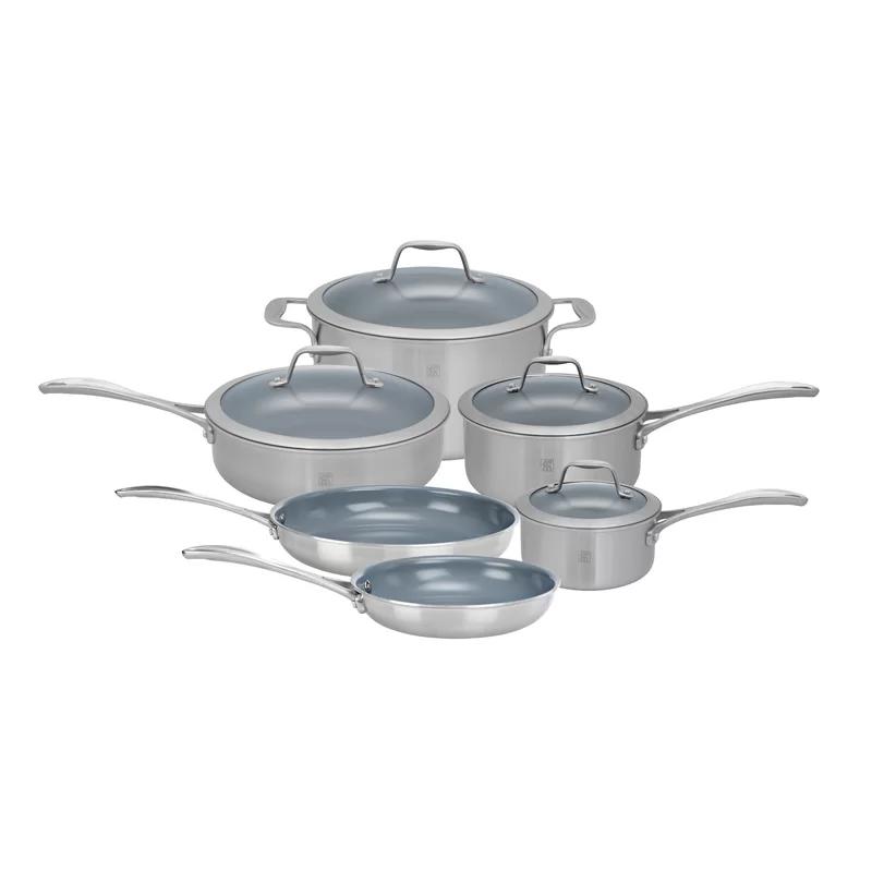 10-Piece Stainless Steel Ceramic Nonstick Cookware Set