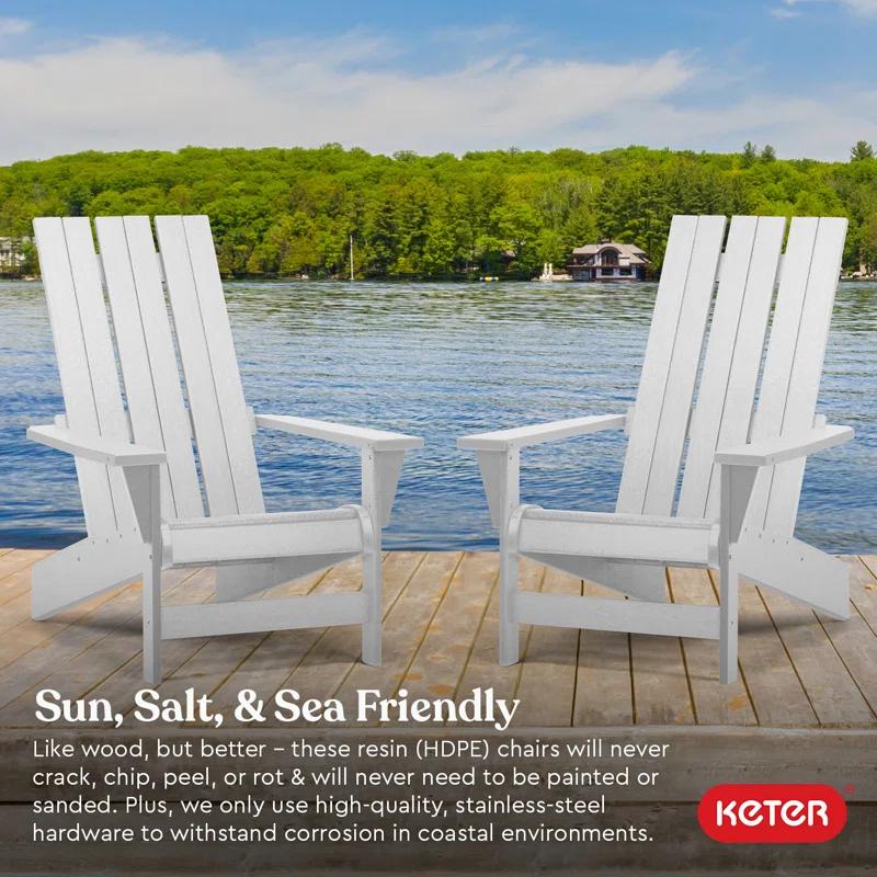 Keter Keter Montauk Adirondack Chair Modern Premium Weatherproof Outdoor Patio Furniture Ideal for Entertaining by the Pool or Backyard Fire Pit