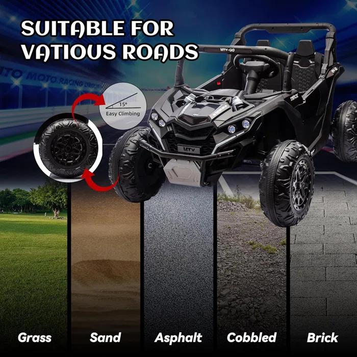 Ancheer 24V 7AH Real 2 Seater Ride On Toys For Big Kids W/ 20" Large Seat, Ride On UTV W/Remote Control, Bluetooth, 2X200W Powerful Motors, MP3, Lights, 4.5 Mph Max Speed, Power Car Wheels