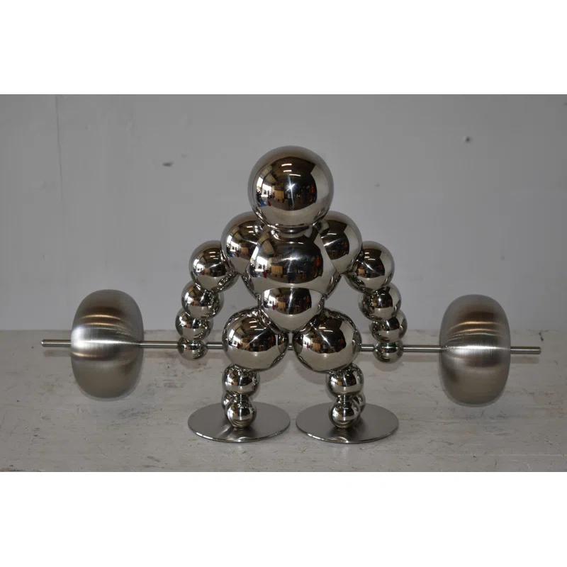 Alesja Modern Art Weightlifter First Pull Position Chrome Statue Size: 20" x 8" x 11"H