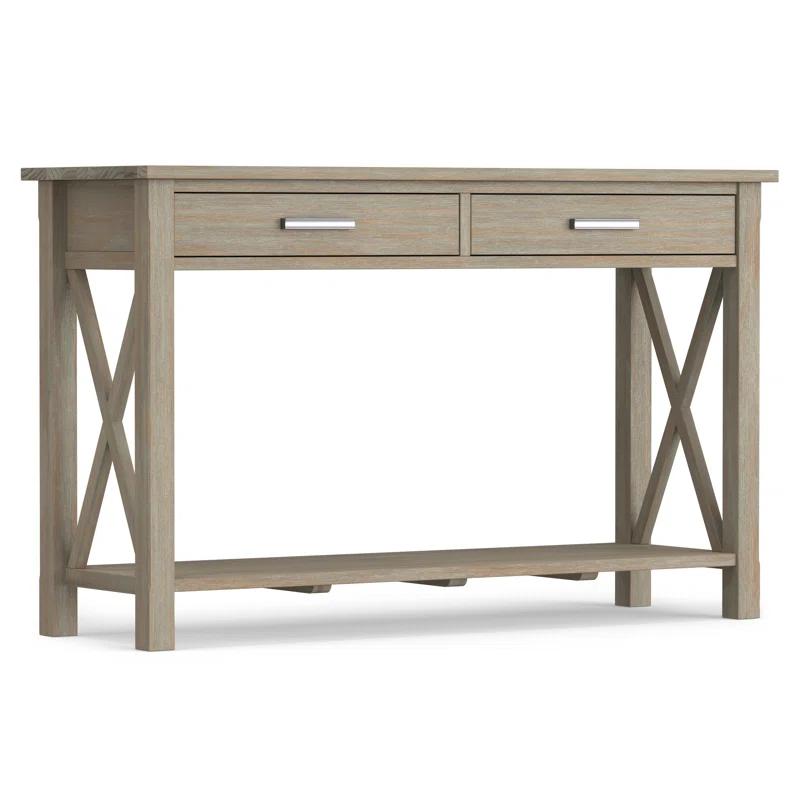 Simpli Home Kitchener 47"W Solid Wood Contemporary Storage Console Table with 2 Drawers and Bottom Storage Shelf