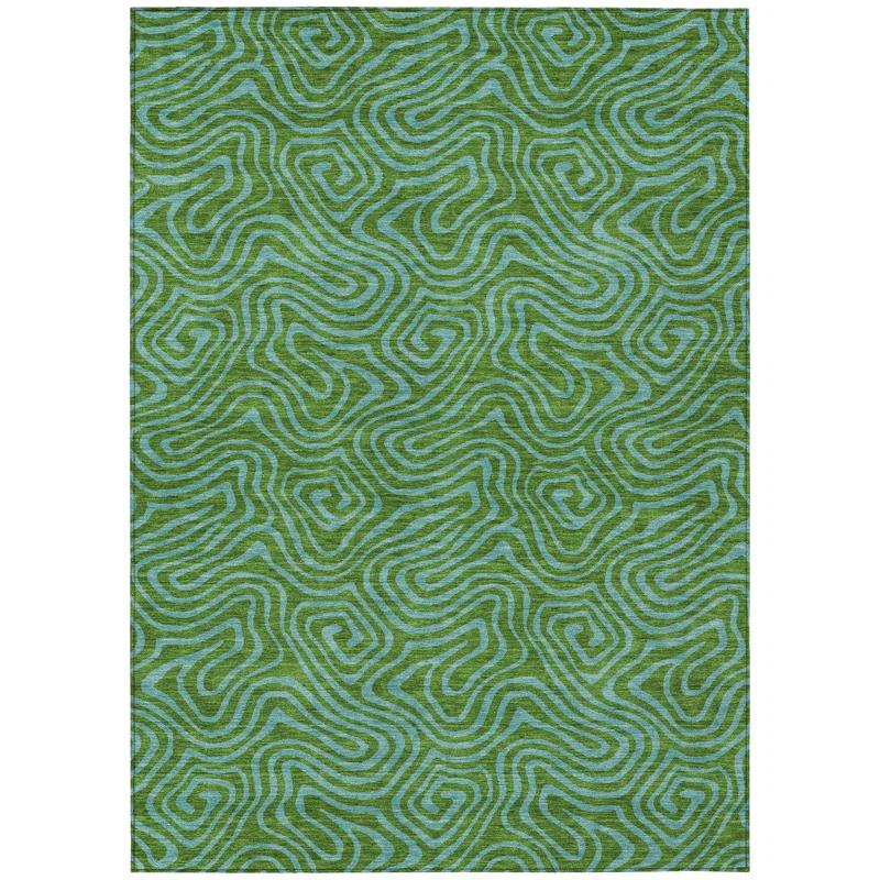 Machine Washable Indoor/Outdoor Chayden ACN1031 Green Rug
