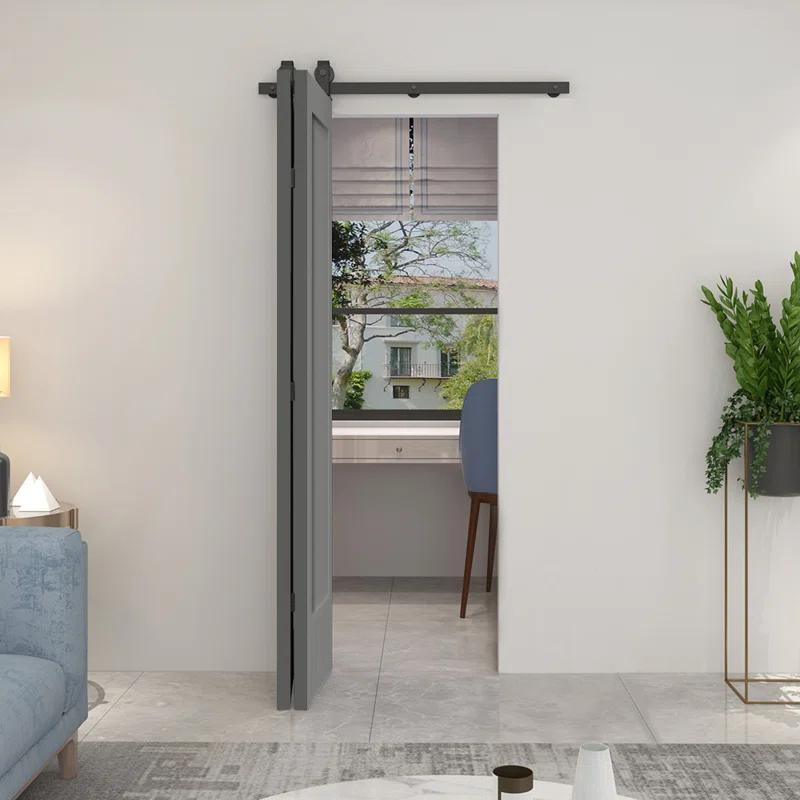 Calhome Paneled MDF Composite Bifold Barn Door with Installation Hardware Kit