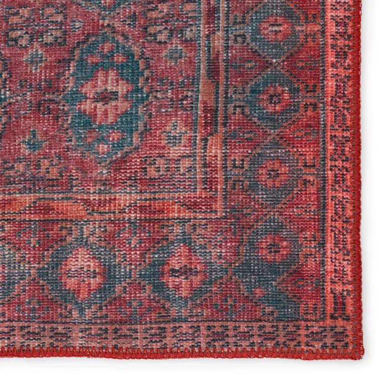 Kate Lester + Jaipur Living Machine Washable Kalinar Power Loom Performance Dark Red/Blue Rug