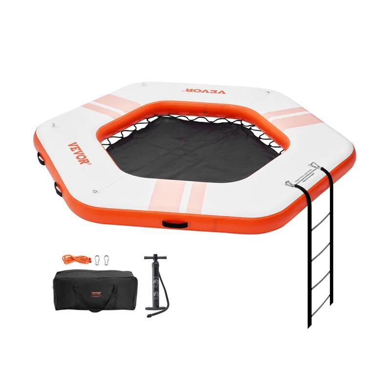 Stellweilan Tessberg 8.5FT Inflatable Dock Platform with 5FT Trampoline Mesh Pool with Portable Bag & Detachable Ladder