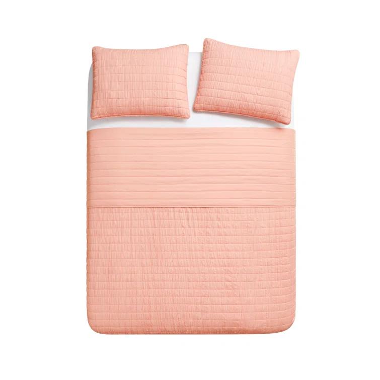 Swift Home Ultra Soft Crinkle Washed Microfiber 3-Piece Quilt Set