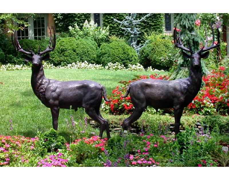 Metropolitan Galleries Bronze Buck and Doe 2 Piece Sculpture Set