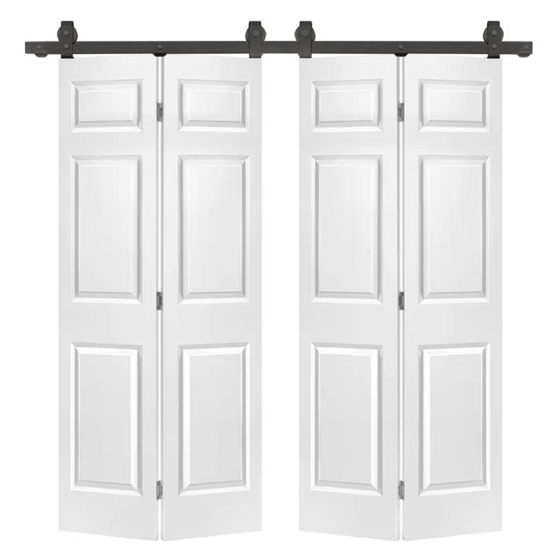 Calhome Paneled MDF Composite Double Bifold Barn Doors with Installation Hardware Kit