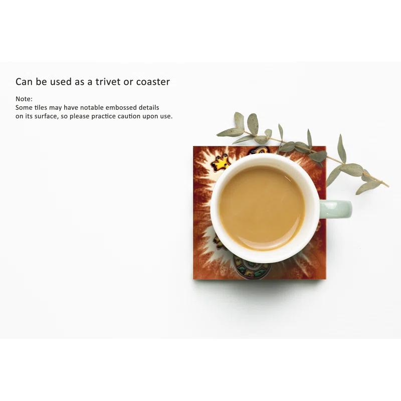 Continental Art Center 4'' x 4'' Glossy Hand Painted Ceramic