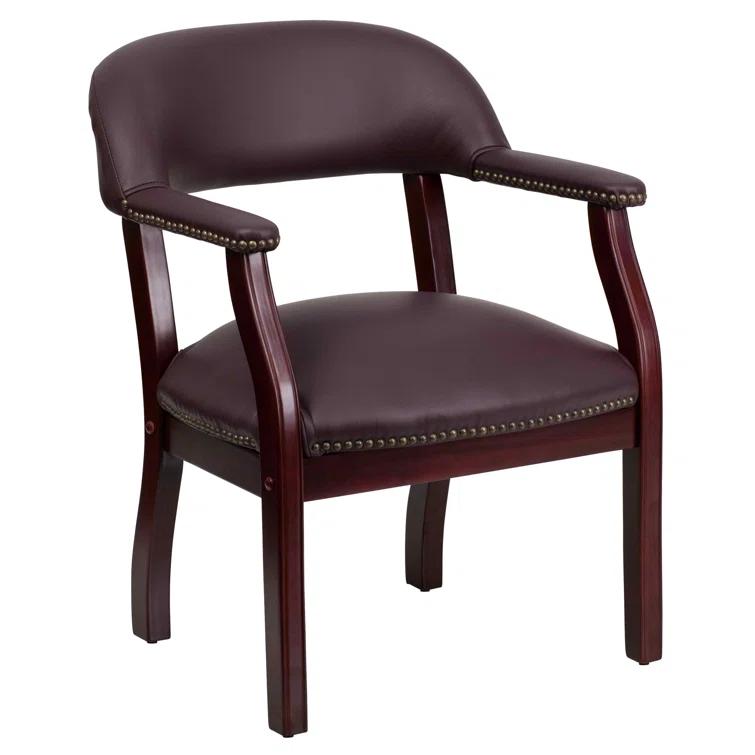 Leather Seat Waiting Room Chair with Wood Frame