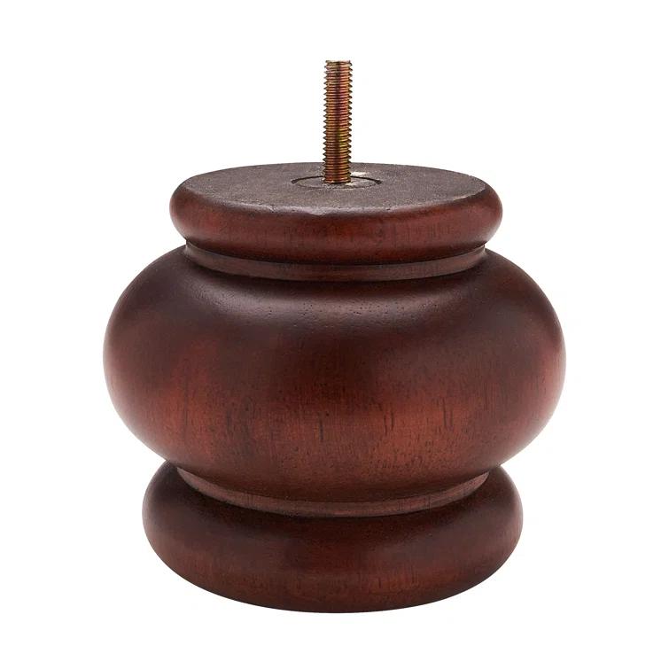 Architectural Products by Outwater L.L.C. 4 in x 4-7/8 in Stained Solid Hardwood Round Bun Foot (Set of 4)